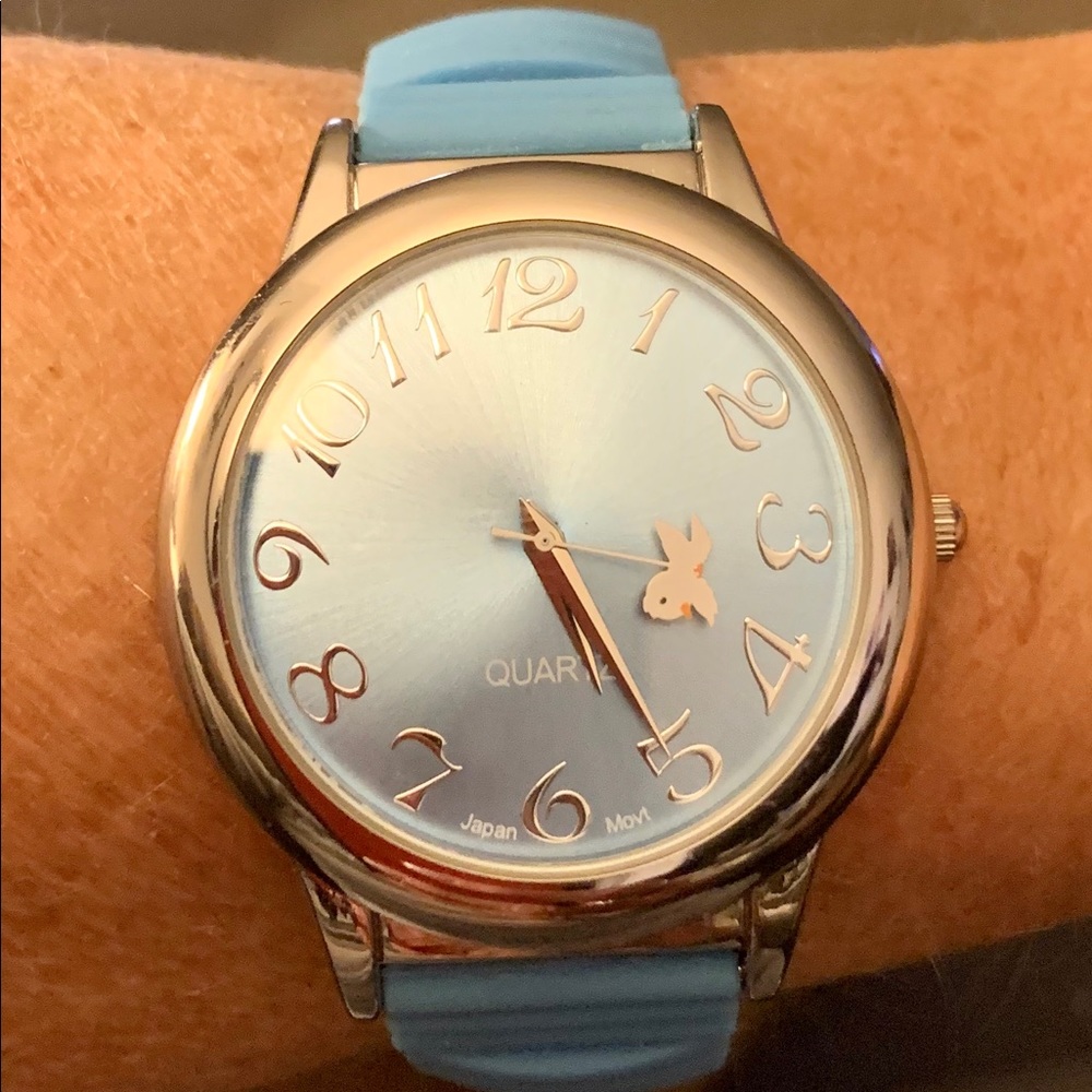 Silver & Blue stretch band watch